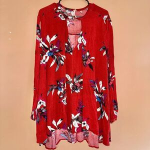 Free People Women's People Tree Swing Tunic - Red Floral - S